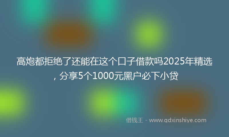 高炮都拒绝了还能在这个口子借款吗2025年精选，分享5个1000元黑户必下小贷