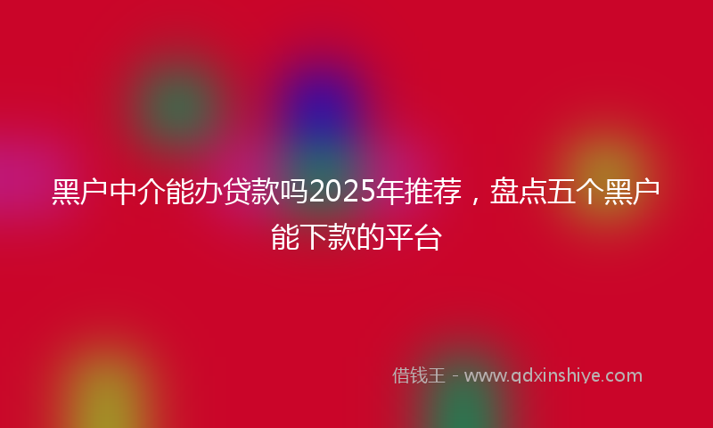 黑户中介能办贷款吗2025年推荐，盘点五个黑户能下款的平台