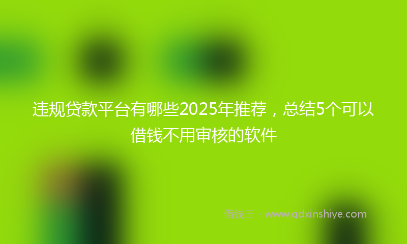 违规贷款平台有哪些2025年推荐，总结5个可以借钱不用审核的软件