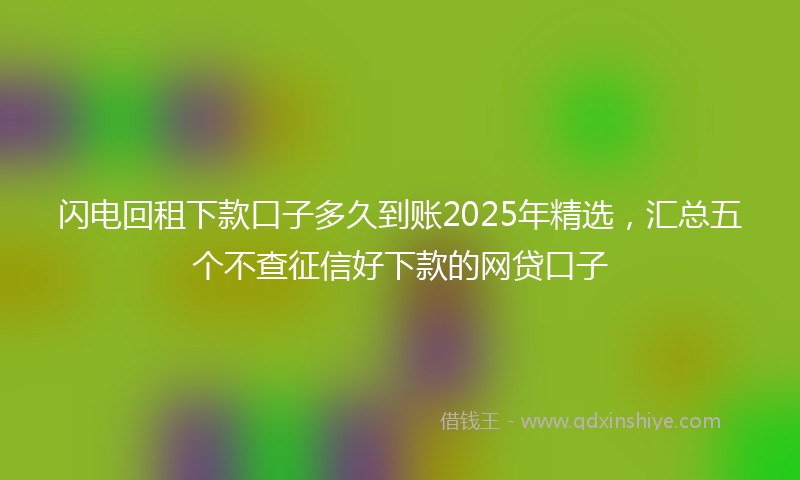 闪电回租下款口子多久到账2025年精选，汇总五个不查征信好下款的网贷口子