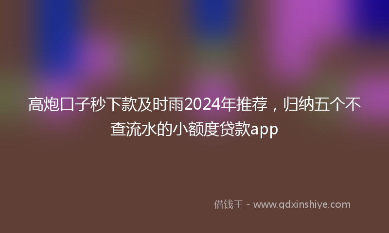 高炮口子秒下款及时雨2024年推荐，归纳五个不查流水的小额度贷款app