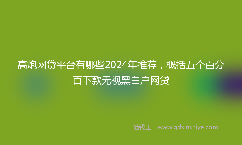 高炮网贷平台有哪些2024年推荐，概括五个百分百下款无视黑白户网贷
