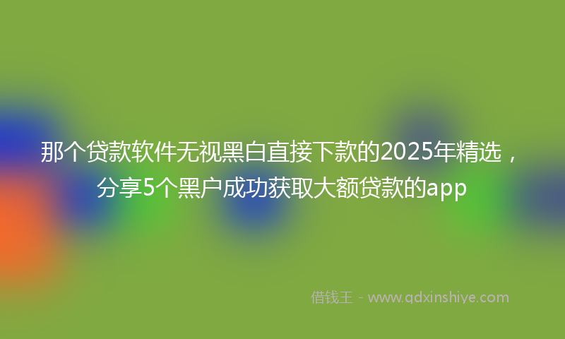 那个贷款软件无视黑白直接下款的2025年精选，分享5个黑户成功获取大额贷款的app