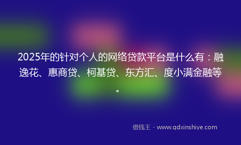 2025年的针对个人的网络贷款平台是什么有：融逸花、惠商贷、柯基贷、东方汇、度小满金融等。