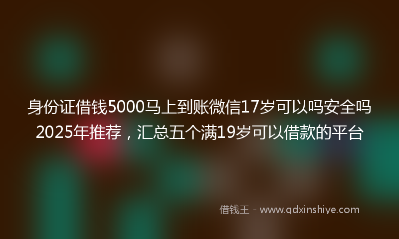 身份证借钱5000马上到账微信17岁可以吗安全吗2025年推荐，汇总五个满19岁可以借款的平台