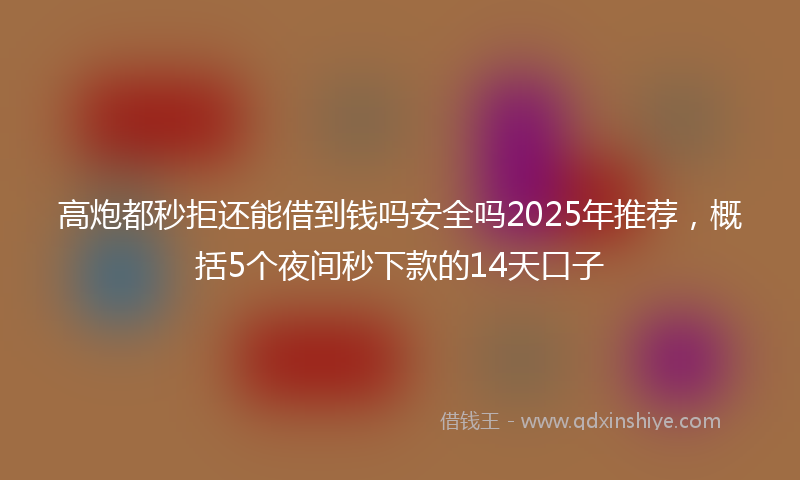 高炮都秒拒还能借到钱吗安全吗2025年推荐，概括5个夜间秒下款的14天口子