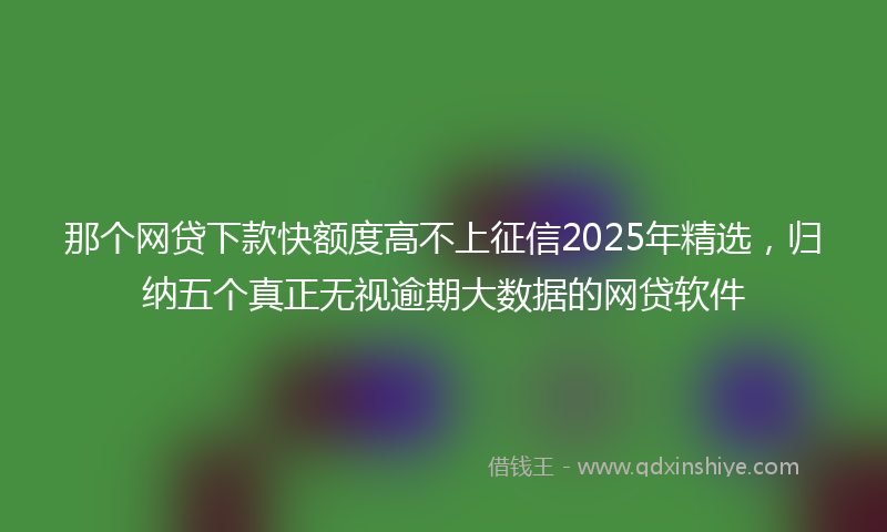 那个网贷下款快额度高不上征信2025年精选，归纳五个真正无视逾期大数据的网贷软件