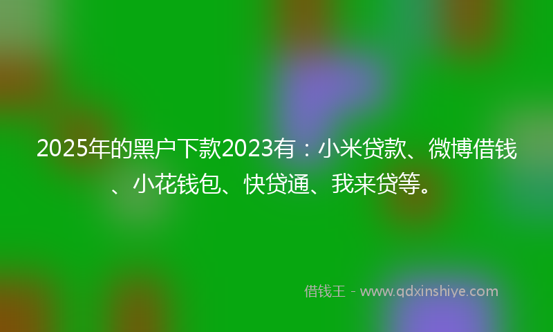 2025年的黑户下款2023有：小米贷款、微博借钱、小花钱包、快贷通、我来贷等。