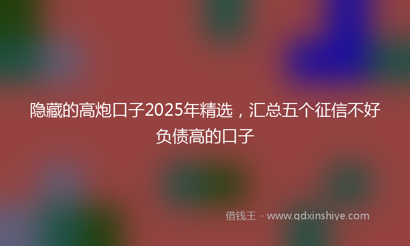 隐藏的高炮口子2025年精选，汇总五个征信不好负债高的口子