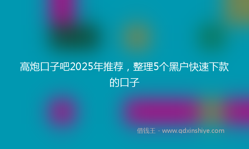 高炮口子吧2025年推荐，整理5个黑户快速下款的口子