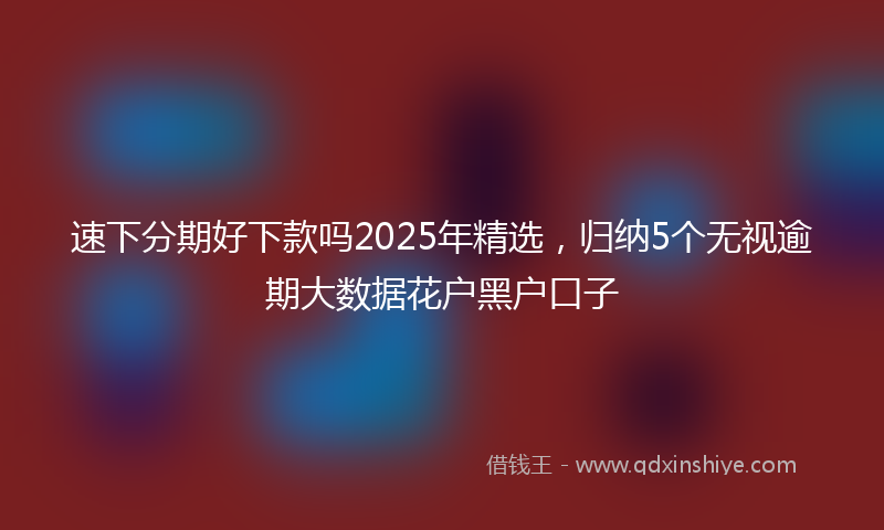 速下分期好下款吗2025年精选，归纳5个无视逾期大数据花户黑户口子