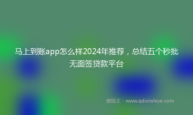 马上到账app怎么样2024年推荐，总结五个秒批无面签贷款平台