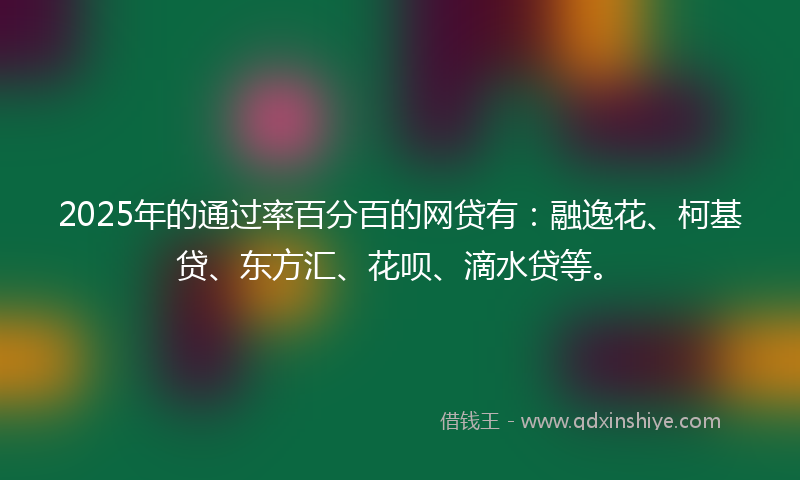2025年的通过率百分百的网贷有：融逸花、柯基贷、东方汇、花呗、滴水贷等。