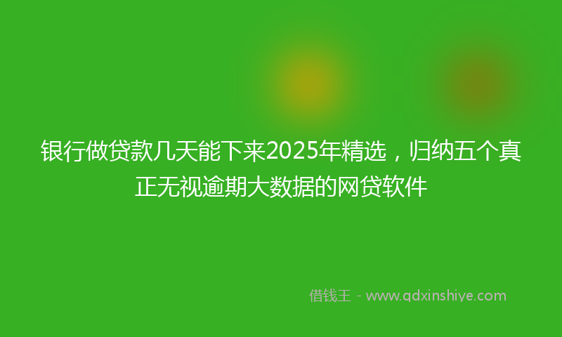 银行做贷款几天能下来2025年精选，归纳五个真正无视逾期大数据的网贷软件