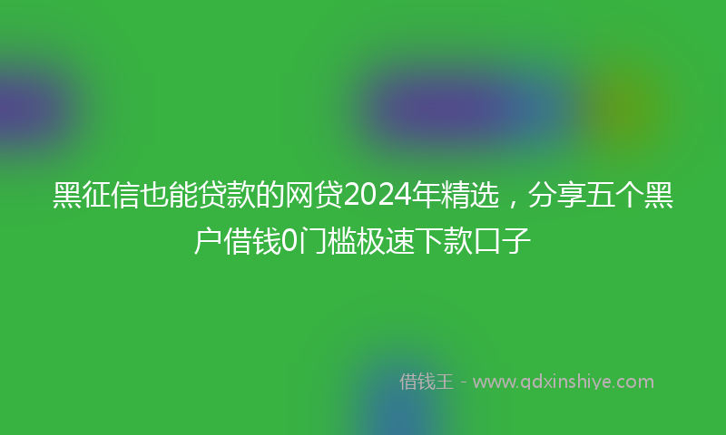 黑征信也能贷款的网贷2024年精选，分享五个黑户借钱0门槛极速下款口子