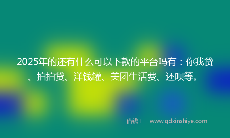 2025年的还有什么可以下款的平台吗有：你我贷、拍拍贷、洋钱罐、美团生活费、还呗等。