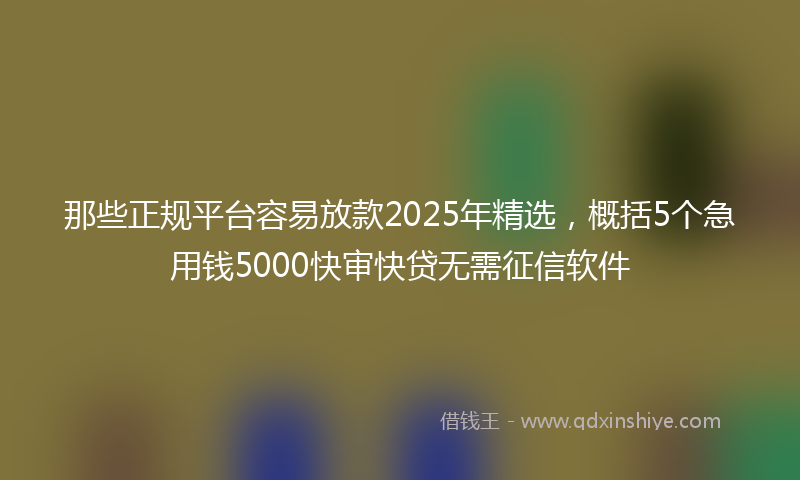 那些正规平台容易放款2025年精选，概括5个急用钱5000快审快贷无需征信软件