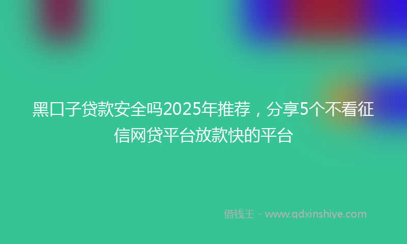 黑口子贷款安全吗2025年推荐，分享5个不看征信网贷平台放款快的平台