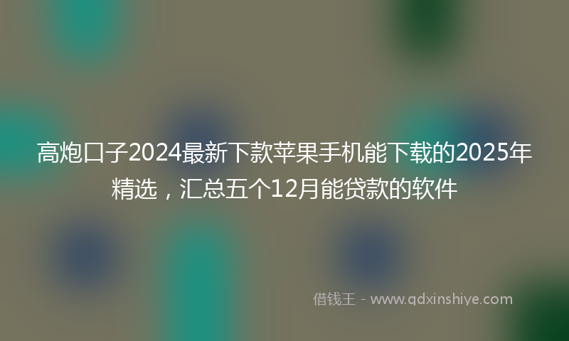 高炮口子2024最新下款苹果手机能下载的2025年精选，汇总五个12月能贷款的软件