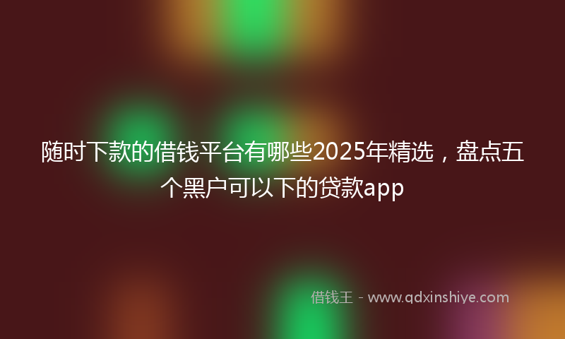 随时下款的借钱平台有哪些2025年精选，盘点五个黑户可以下的贷款app