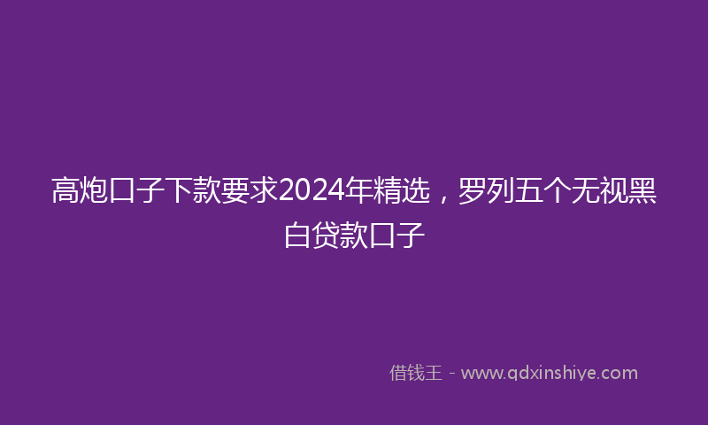 高炮口子下款要求2024年精选，罗列五个无视黑白贷款口子