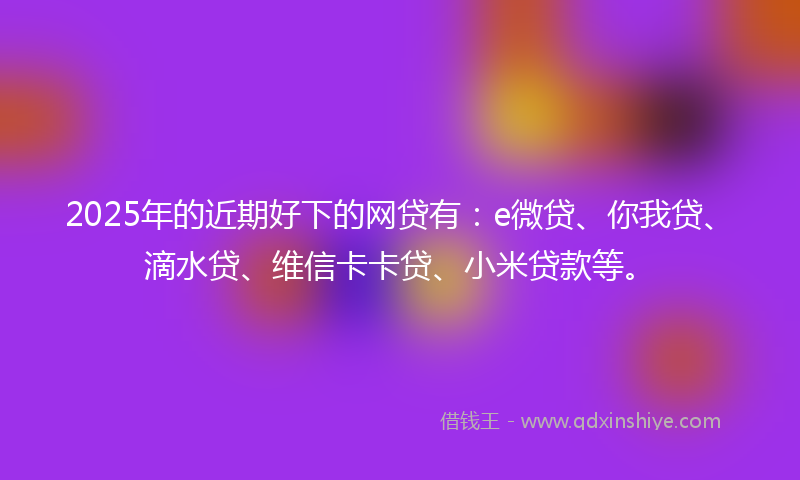 2025年的近期好下的网贷有：e微贷、你我贷、滴水贷、维信卡卡贷、小米贷款等。