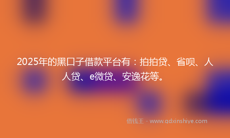 2025年的黑口子借款平台有：拍拍贷、省呗、人人贷、e微贷、安逸花等。
