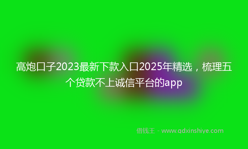 高炮口子2023最新下款入口2025年精选，梳理五个贷款不上诚信平台的app