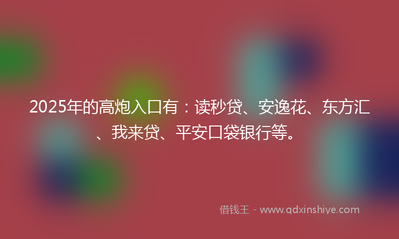 2025年的高炮入口有：读秒贷、安逸花、东方汇、我来贷、平安口袋银行等。