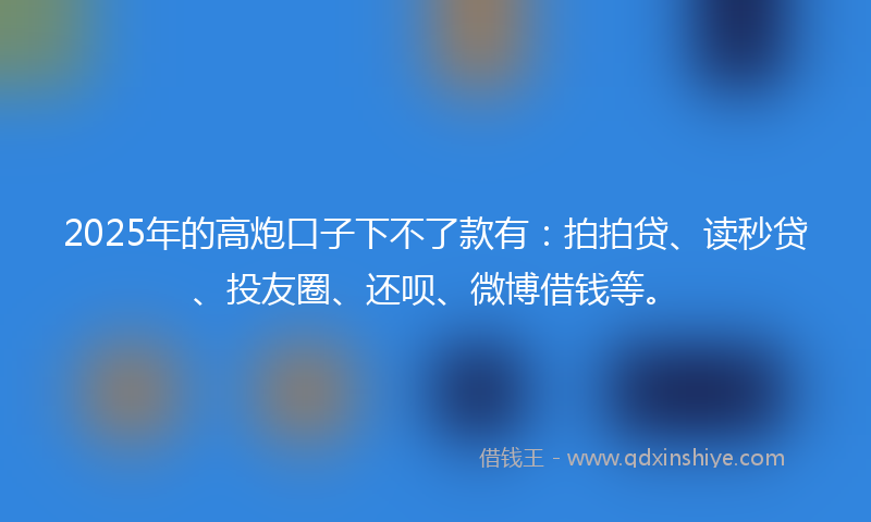 2025年的高炮口子下不了款有：拍拍贷、读秒贷、投友圈、还呗、微博借钱等。