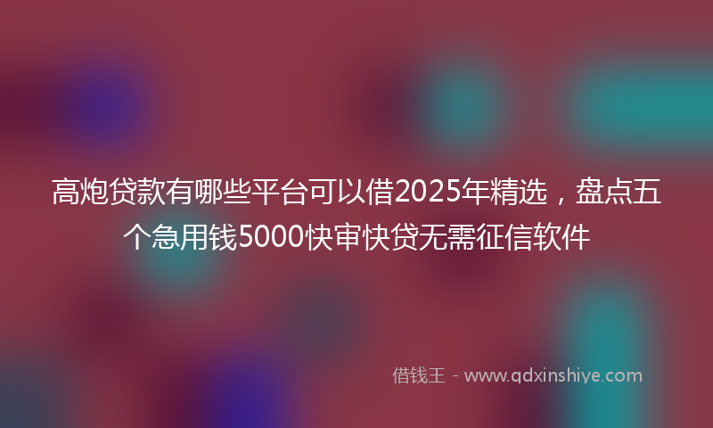 高炮贷款有哪些平台可以借2025年精选，盘点五个急用钱5000快审快贷无需征信软件