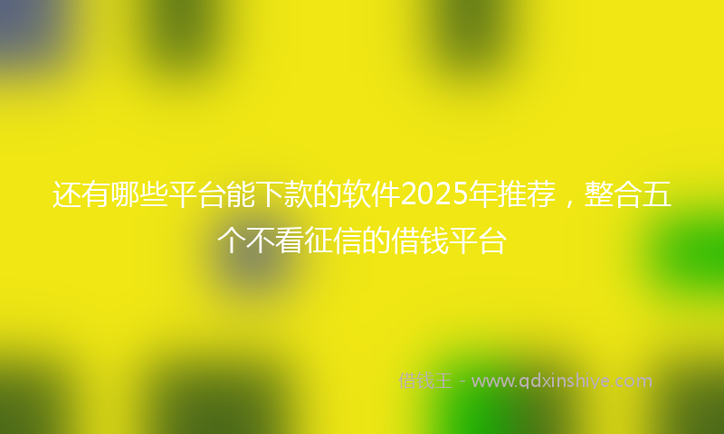 还有哪些平台能下款的软件2025年推荐，整合五个不看征信的借钱平台