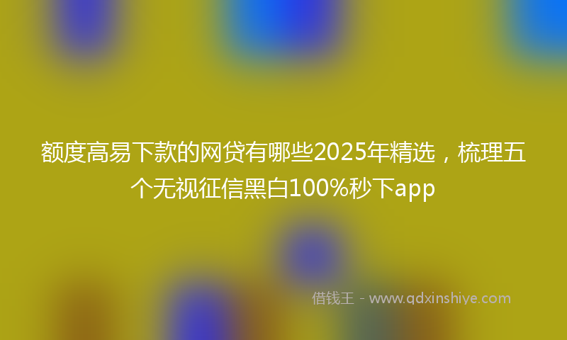 额度高易下款的网贷有哪些2025年精选，梳理五个无视征信黑白100%秒下app