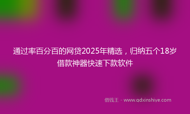 通过率百分百的网贷2025年精选，归纳五个18岁借款神器快速下款软件