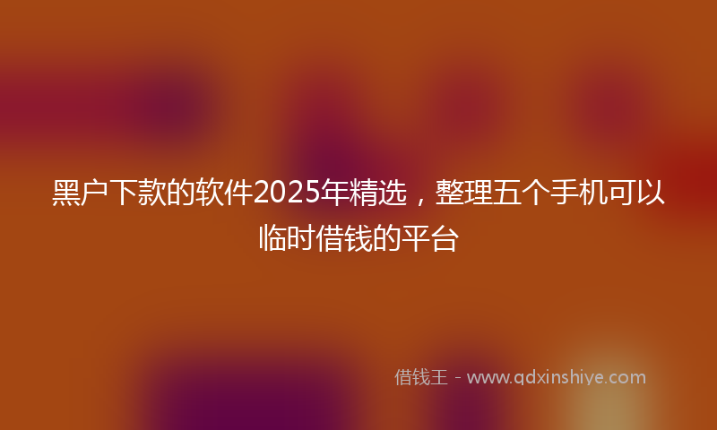 黑户下款的软件2025年精选，整理五个手机可以临时借钱的平台