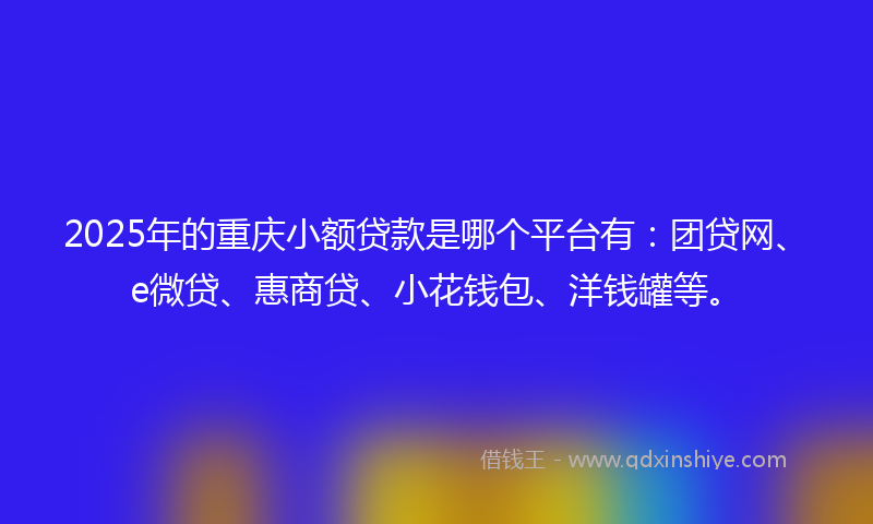 2025年的重庆小额贷款是哪个平台有：团贷网、e微贷、惠商贷、小花钱包、洋钱罐等。