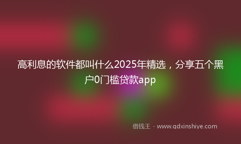 高利息的软件都叫什么2025年精选，分享五个黑户0门槛贷款app