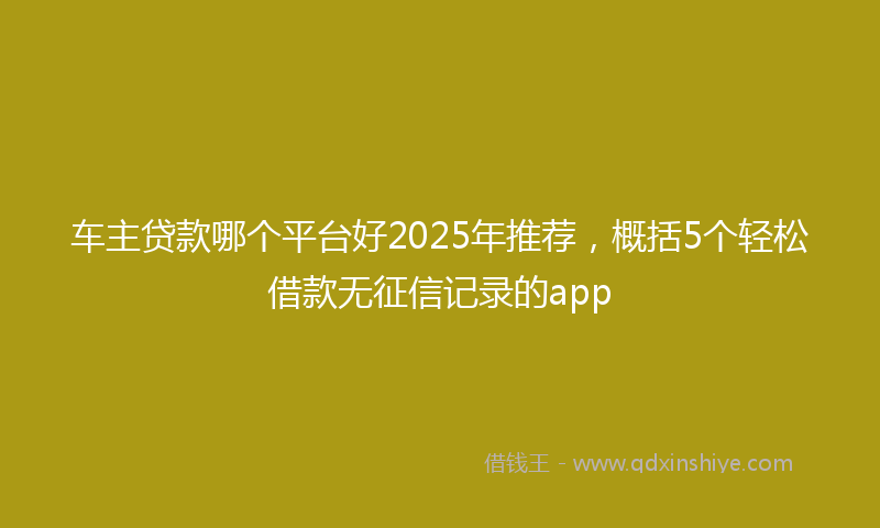 车主贷款哪个平台好2025年推荐，概括5个轻松借款无征信记录的app