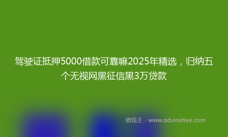 驾驶证抵押5000借款可靠嘛2025年精选，归纳五个无视网黑征信黑3万贷款