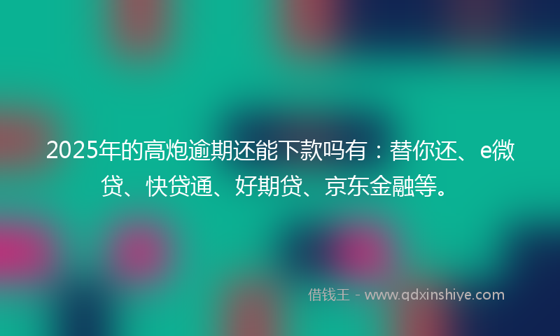 2025年的高炮逾期还能下款吗有：替你还、e微贷、快贷通、好期贷、京东金融等。