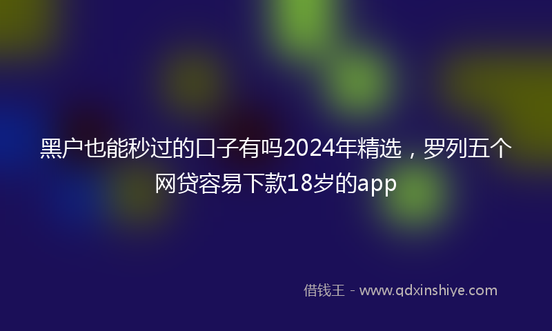 黑户也能秒过的口子有吗2024年精选，罗列五个网贷容易下款18岁的app