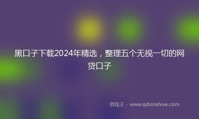 黑口子下载2024年精选，整理五个无视一切的网贷口子
