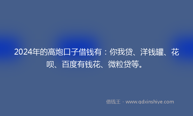 2024年的高炮口子借钱有：你我贷、洋钱罐、花呗、百度有钱花、微粒贷等。