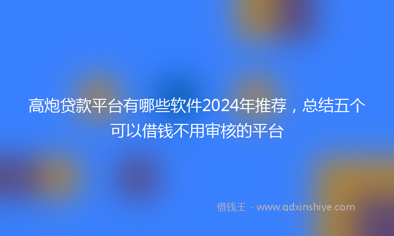 高炮贷款平台有哪些软件2024年推荐，总结五个可以借钱不用审核的平台