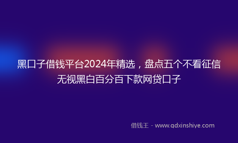黑口子借钱平台2024年精选，盘点五个不看征信无视黑白百分百下款网贷口子