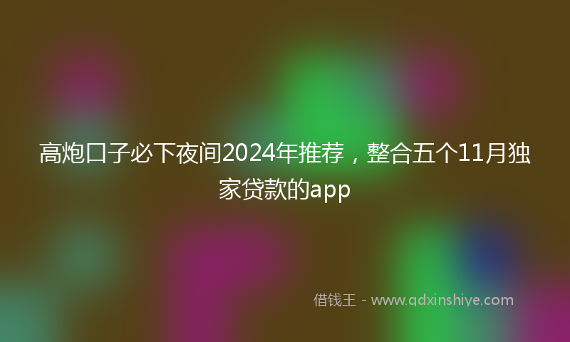 高炮口子必下夜间2024年推荐，整合五个11月独家贷款的app