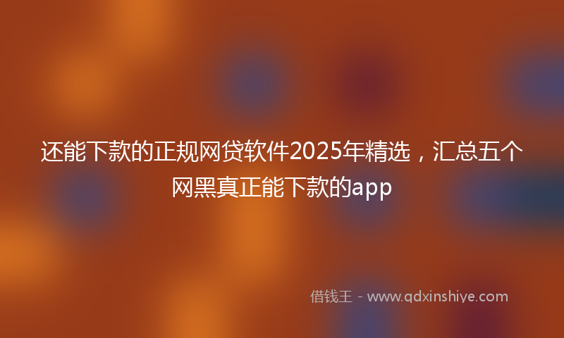 还能下款的正规网贷软件2025年精选，汇总五个网黑真正能下款的app