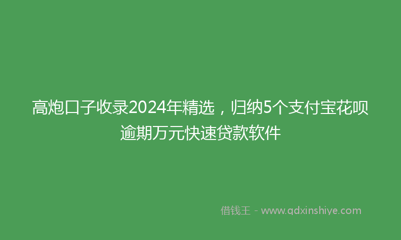 高炮口子收录2024年精选，归纳5个支付宝花呗逾期万元快速贷款软件