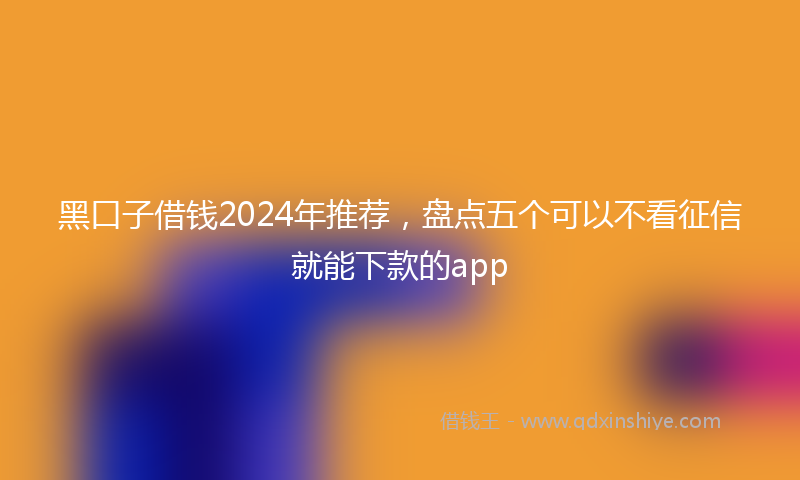 黑口子借钱2024年推荐，盘点五个可以不看征信就能下款的app