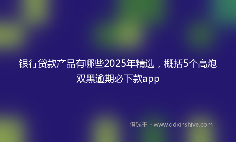 银行贷款产品有哪些2025年精选，概括5个高炮双黑逾期必下款app